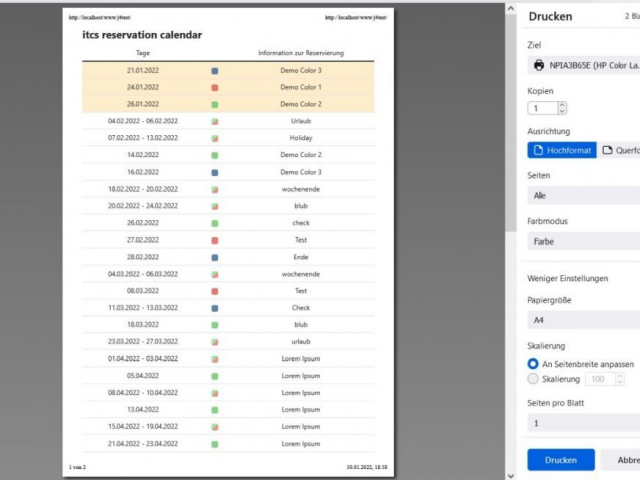 Reservation Calendar Pro